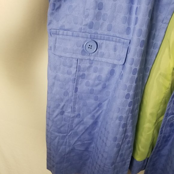 Denim & Co light blue polka dot trench coat women's size Large (54) - Picture 5 of 7